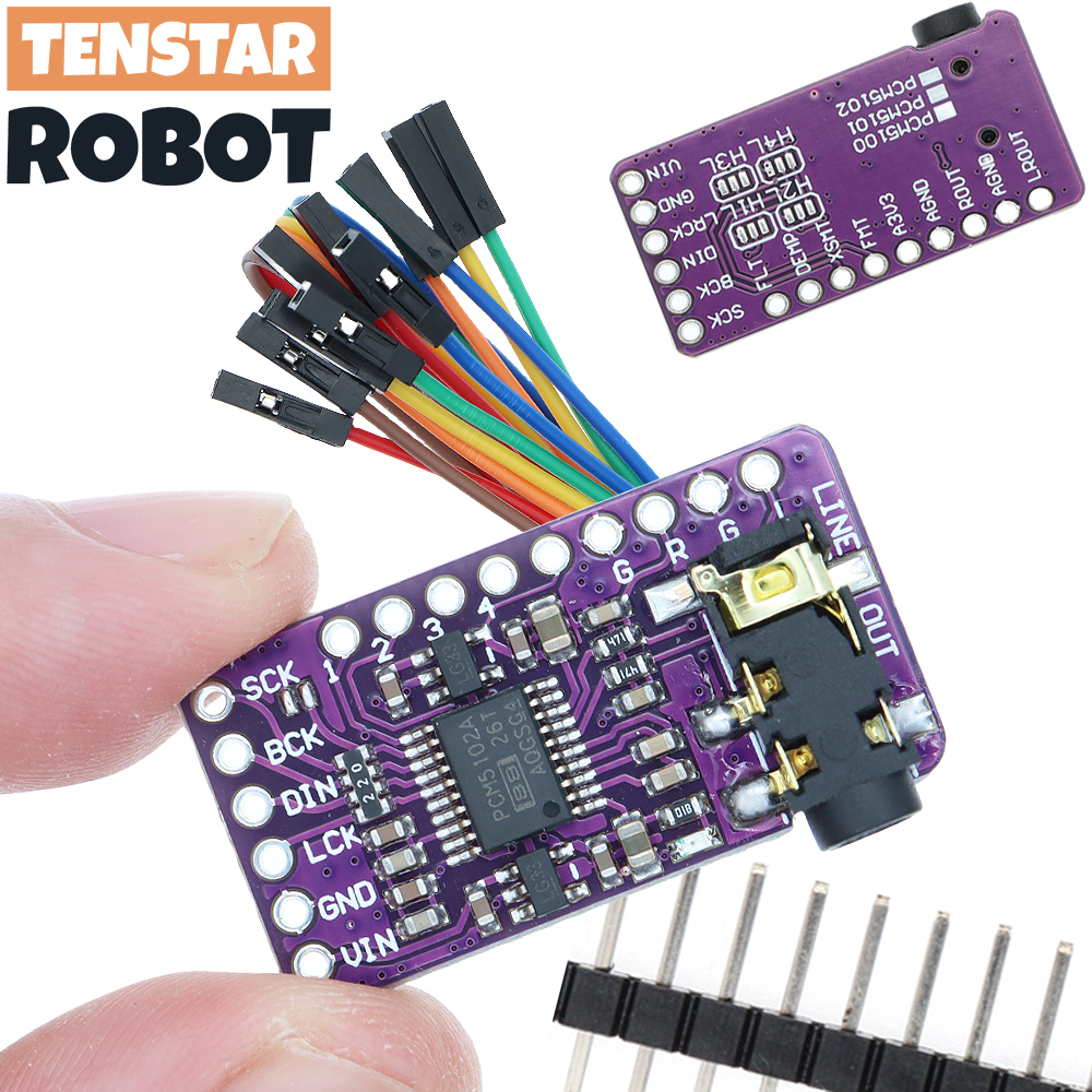 Interface I2S PCM5102A Decodificador DAC GY-PCM5102 Módulo Leitor I2S Para Placa De Formato Raspberry Pi pHAT Áudio Digital PCM5102