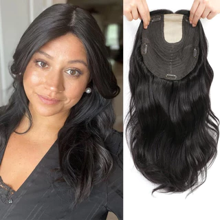 Toppers De Cabelo 60cm Para Cabelos De Fibra Orgânica Feminina Cobertura Base Grande Desbaste Ou Queda Sem Faixas Peças Natural Cabeleira Ondulada