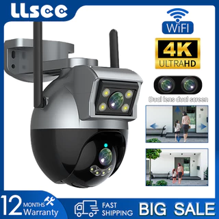 LLSEE , Câmera cctv wifi , Lente Dupla 4K , ultra Alta Definição 8MP De Segurança De Monitoramento Externo Sem Fio , Rastreamento De Movimento IA , Visão Noturna Colorida , À Prova D'água