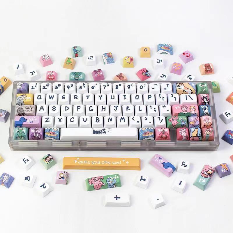 🔥 factory outlet 🔥 123 key personalized pattern painted keyboard keycap XDA high-temperature sublimation wave switch mechanical keyboard keycap