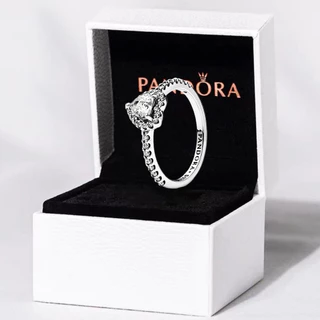 [Entrega 24 Horas] S925 Prata Oferta de tempo limitado PAN Brilhante Anel de Casamento com Diamante Coração de Amor Luxuoso