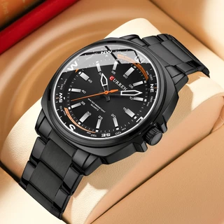 CURREN Relógio masculino à prova d'água Moda comercial Estilo esportivo Temperamento casual Design simples Pulseira de aço inoxidável Movimento de quartzo 8455 X