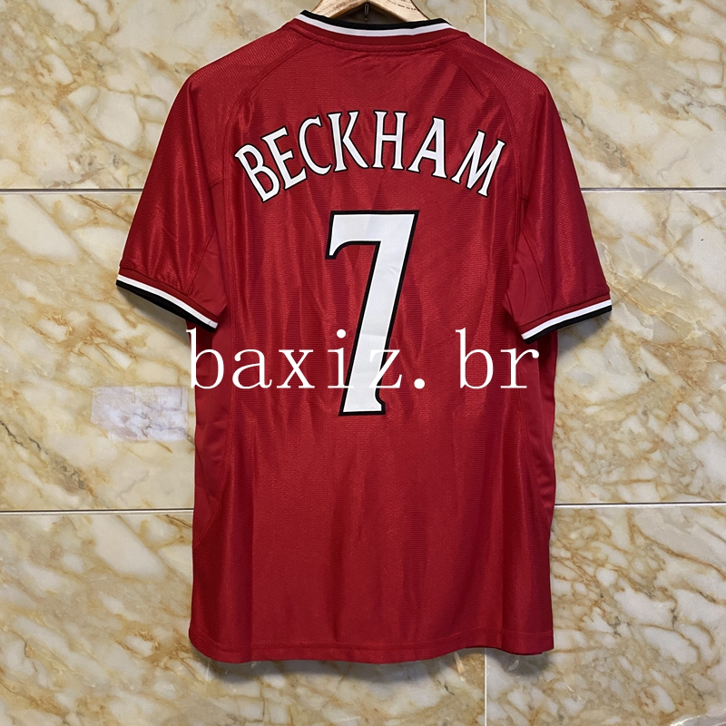 Camisa De Futebol Retro 2000 Manchester United Home 7 Beckham 20 Solskjaer