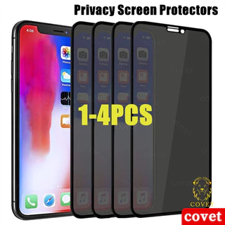 COVET película 4pçs Vidro Temperado Antiespionagem Tampa Privacidade Protetor De Tela 4PACK Filme Telefônico De Anti-Privacy Compatível Com 14 13 12 11 Pro MAX X XS MAX XR 6s 7 8 Plus SE 2020