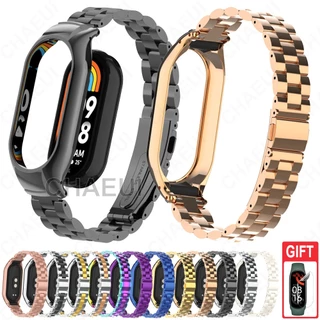 Bracelete Metálica De Aço Inoxidável Com Acessórios De Caixa Para Xiaomi Mi Band 8 7 6 5 4 3