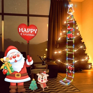 Decorações De Natal Luzes De Escada LED Com Papai Noel Trepador-Decorativas Ao Ar Livre-3M ,