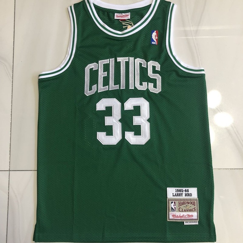 (8 Estilos) Homens Camisa Boston Celtics 33# Larry Bird Camiseta 2023NBA Mitchell & Ness 1985-86 Hardwood Clássicos Retro Pássaro Verde Basquetebol Jersey