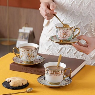 Copa de café cerâmica europeia e conjunto de pratos criativo casa luxuosa Phnom Penh Tea Set Copa de café, uma copa, uma placa, uma colher