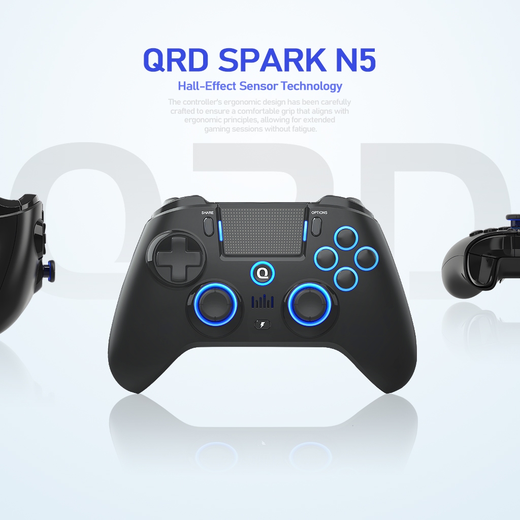 QRD Spark N5 Controlador Sem Fio Para PC , PS4 , PS3 , OLED Console Pro Gamepad Função Turbo Programável Com Bateria Recarregável