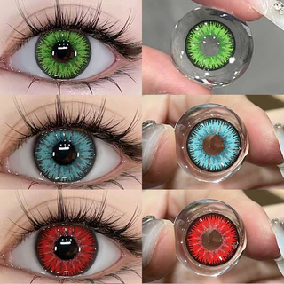 Lentes De Contato Para cosplay De Halloween 2 Peças Olhos De anime Vermelho Roxo Verde Cor 0 Grau 14,5mm lori Bruxa Brincar Contatos De Maquiagem Os