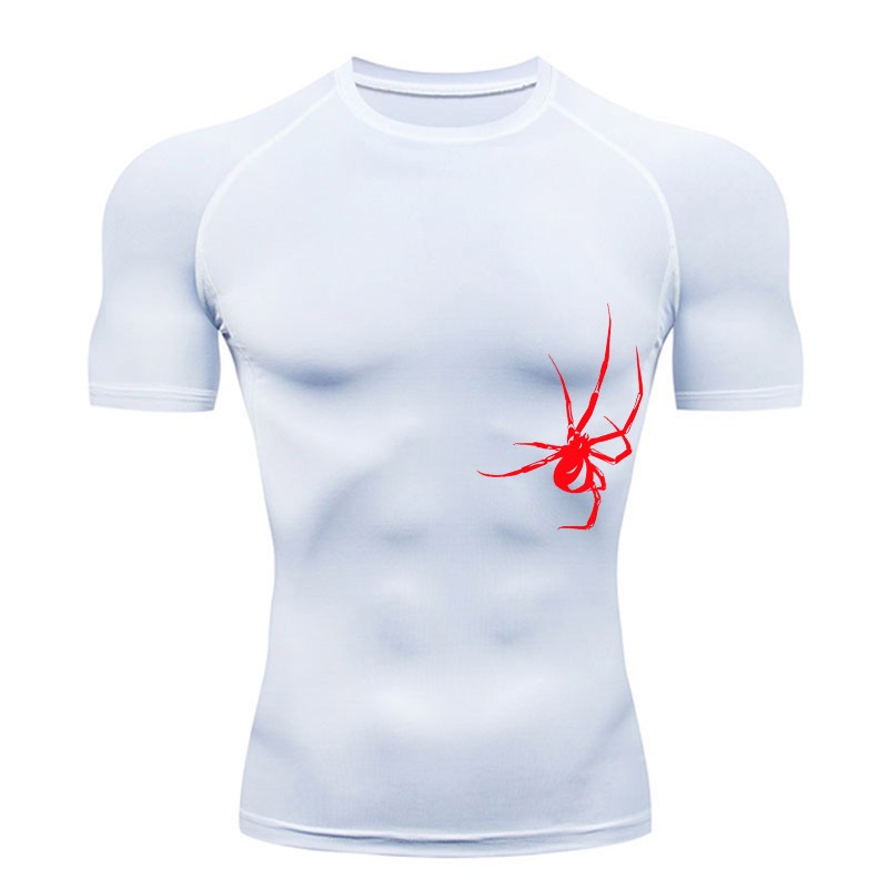 Camiseta De Compressão Branca Ginástica Masculina De Alta Qualidade De Secagem Rápida Roupa Esportiva Respirável