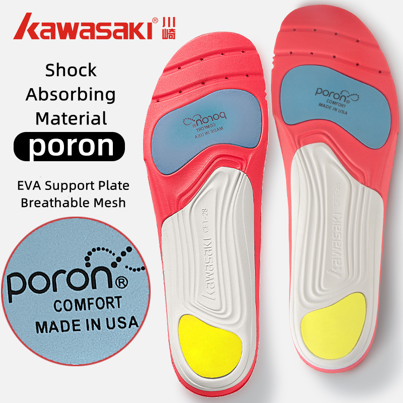 Kawasaki Badminton Sports Insole CFT-28 Homens E Mulheres Absorção De Choque Respirável Amortecedor Suave Espessamento Alto Elástico Basquetebol Oushioning Military Training Running