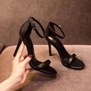 Sandálias Fivela Preta Feminina Estilo Novo De Verão Com Tudo Salto Alto Stiletto