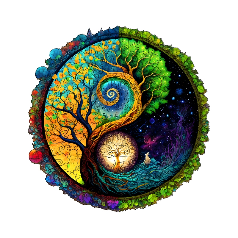 Starry Night God Tree Wooden Puzzle Puzzle Puzzle Animais Alienígenas Quebra-cabeça de Natal Natal Presente requintado Quebra-cabeça Familiar Adulto Quebra-cabeça de Jogo Cérebro Brinquedo de Madeira