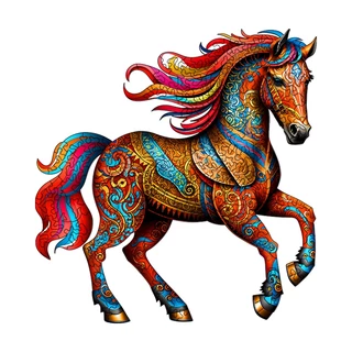 Quebra-cabeça Colorido de Madeira de Cavalo de Guerra Quebra-cabeça de Madeira de Animais Alienígenas Quebra-cabeça de Natal Presente de Natal Presente de Natal Jogo Familiar Quebra-cabeça de Cé