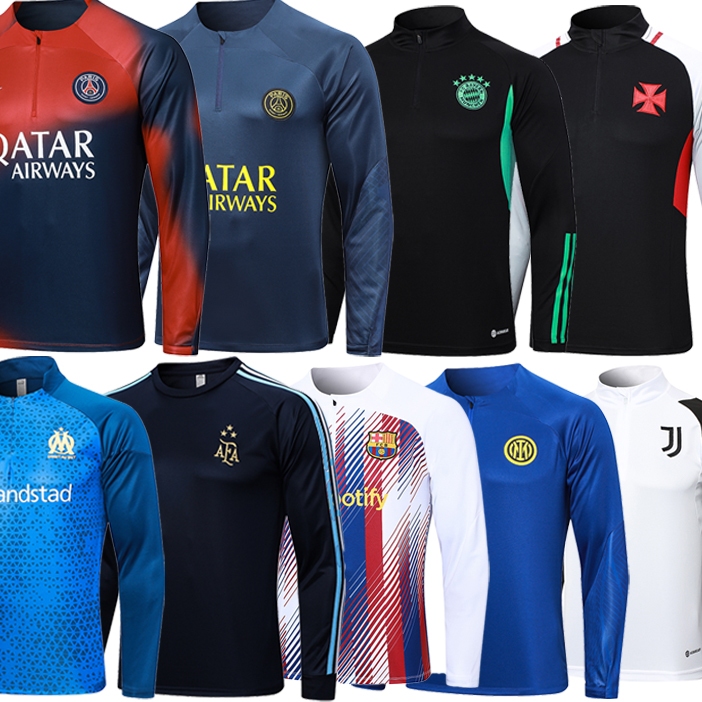Novo Estilo Fato De Treinamento De Futebol Com Zíper Longo Casaco De Manga Camisa De Costura Colorida