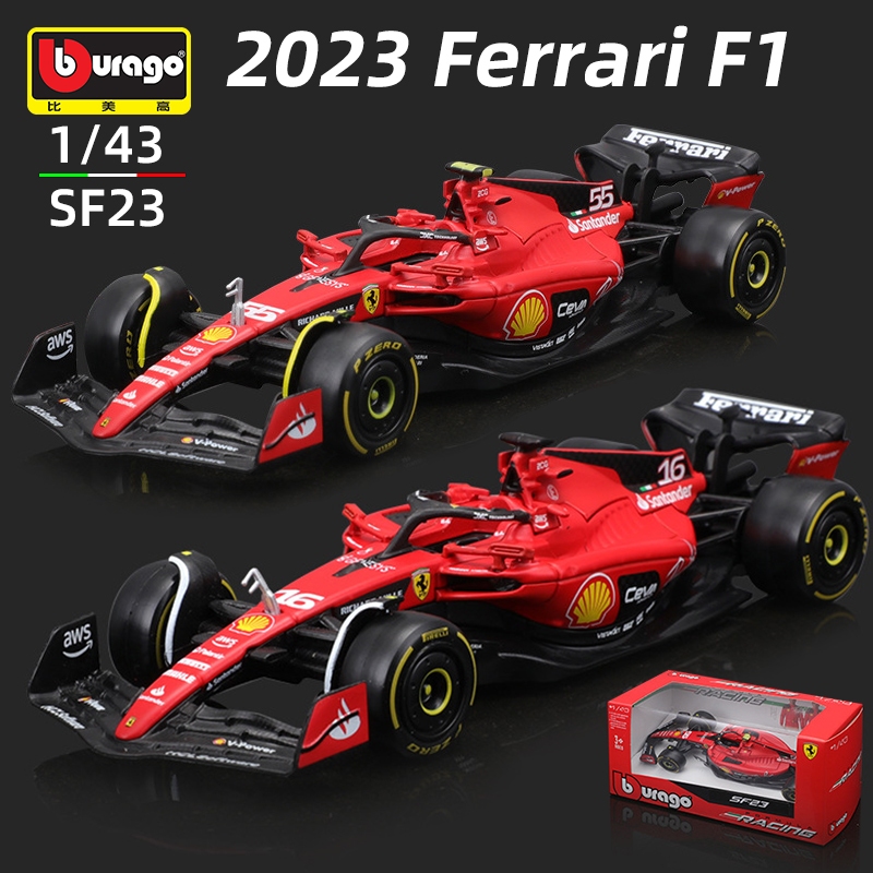 Bburago 1 : 43 2023 Scuderia Ferrari Fórmula 1 SF23 F1 Modelo Versão Regular # 16 Leclerc 55 Sainz Alloy Carro De Brinquedo Diecast