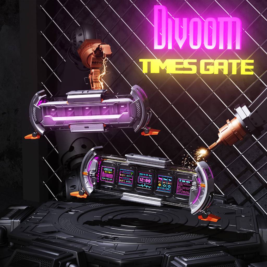Divoom Times Gate Pixel Art Setup Clock Com Controle Inteligente
