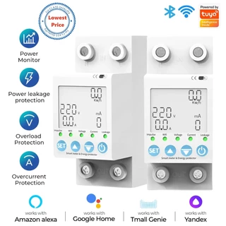 63A WIFI Smart Switch TUYA Medidor De Energia Kwh Temporizador De Disjuntor De Medição Com Corrente De Tensão E Proteção Contra Vazamentos