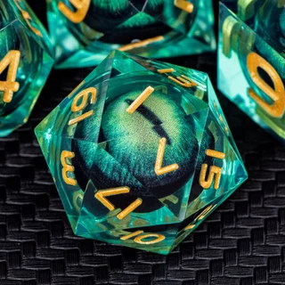 7PCS Dnd Green Liquid Flow Eye Dice Set & Dados Do Núcleo De Fluxo Líquido D E Sharp Edge Para RPG Dungeon Dragon Pathfinder Jogo De Mesa D20 D12 D10 D6