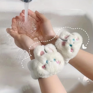 Pele de coelho rosto lavagem pulseira de pulso não há mais gotejamento à prova de água à prova de umidade manga pulseira