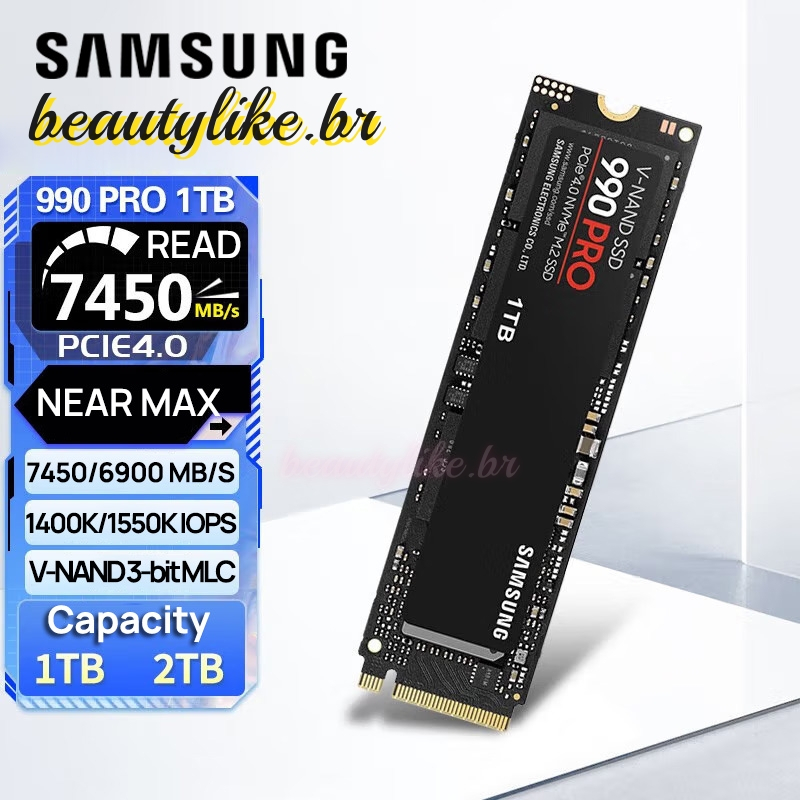 Original Samsung 990 PRO SSD 2TB 1TB M2 2280 Unidade Interna de Estado Sólido PCIe Gen 4.0 x 4 NVMe 2.0 Adequado para Computador de Mesa MLC