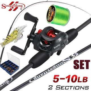Sougayilang 1.8m 2 Seções Vara De Pesca Carretel Linha Lure Full Set 7.2 : 1 Fibra De Carbono De Alta Velocidade Max Drag 10kg