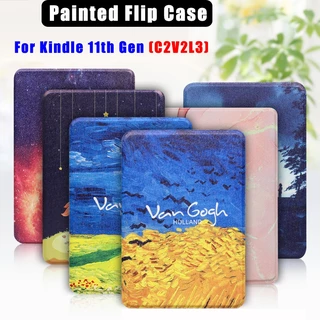 Estojo Magnético De Couro Slimshell Pintado Fashion Painted Para Kindle Amazon 11th Gen 2022 Edition 6.0 Polegadas C2V2L3 PU Com Acorde O Sono Automático
