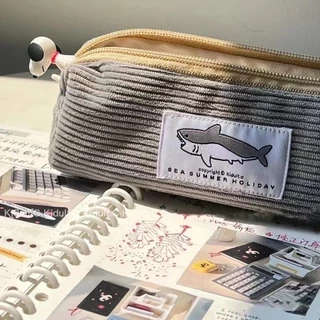 Estojo De Lápis Para Bordado De Tubarão Alunos Do Ensino Fundamental E Secundário Cute Shark Square Saco De Papelaria Com Boa Aparência