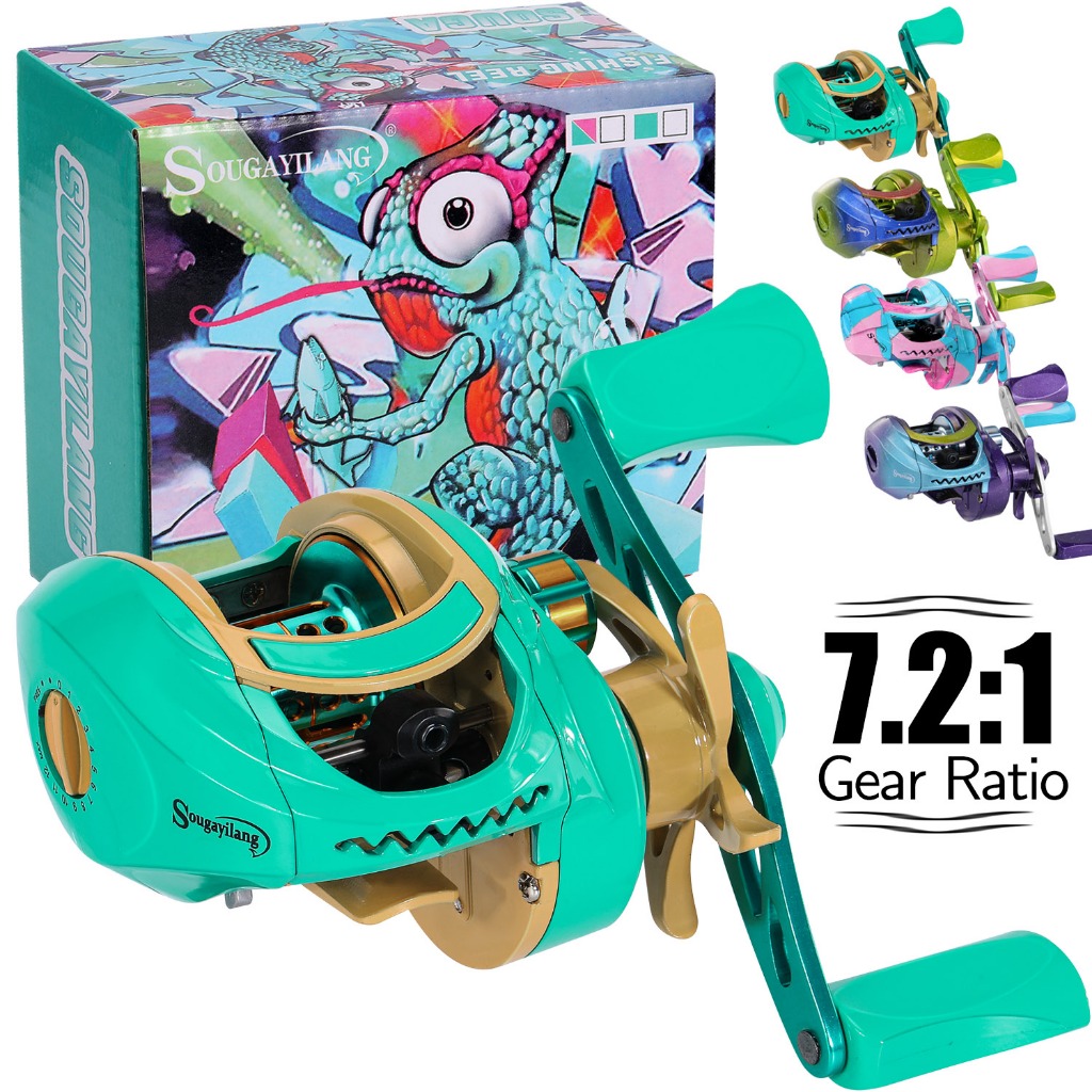 Sougayilang Novo Produto Carretel De Pesca Com Isca Cor Macaron 17 + 1BB 7.2 : 1 Alumínio De Alta Velocidade Anti-Corrosão Max Drag 10KG Fundição