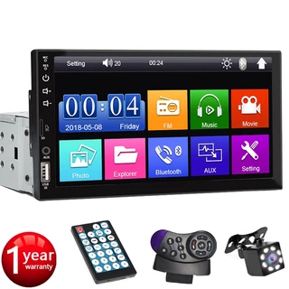 Bluetooth Automotivo Central MP5 1 Din 7 Polegadas USB/AUX/TF Com Tela De Toque Mirrorlink