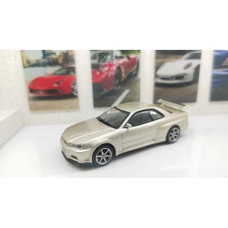 Mini GT 1 /64 Golden Nissan GT-R Skyline R34 M-Spec Skylnie Carro de Simulação de Liga Modelo RHD danificado