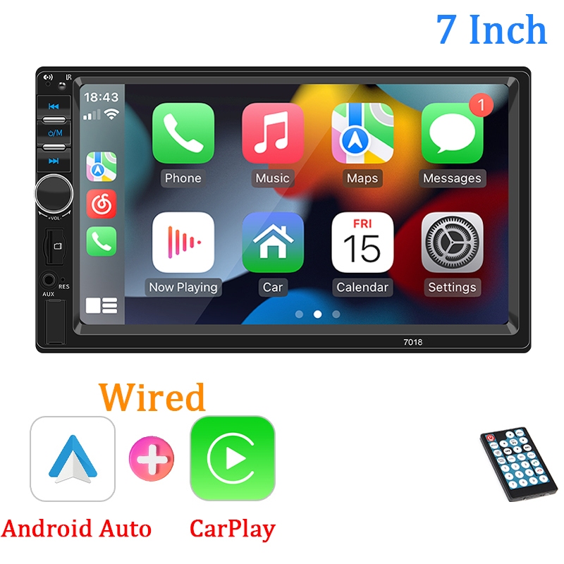 Carplay Multimídia Central Android Auto 1 Din 7 Polegadas MP5 Bluetooth ...