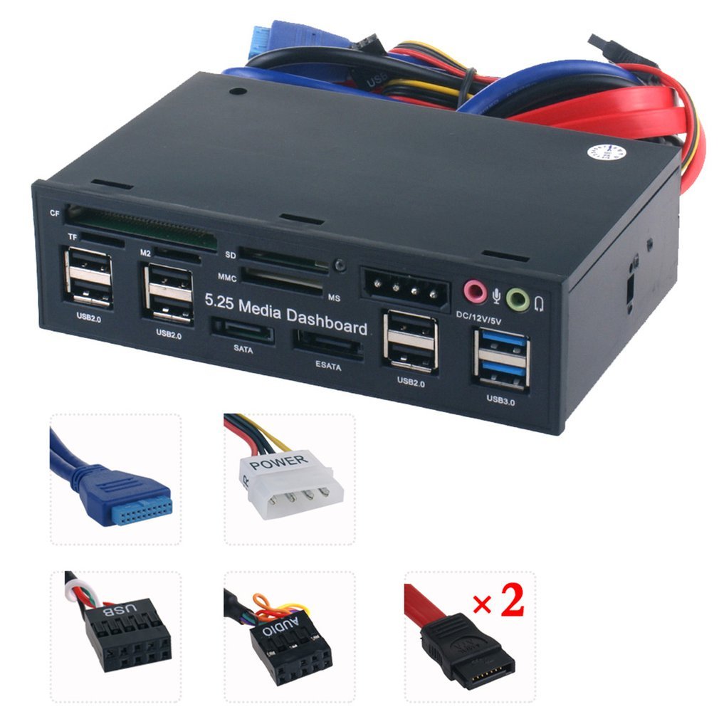 5.25 " Pc Painel Frontal Usb 3.0 Hub Audio Esata Sata Leitor De Cartões Unidade Óptica Desktop Multifuncional 525E