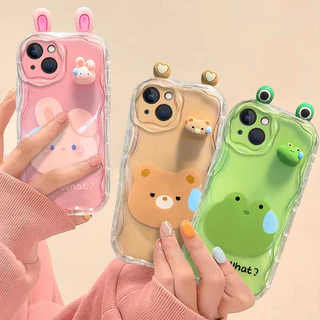 Fofo TPU Pequeno Animal 3D Tridimensional Bunny /Little Bear /Little Frog Adequado para iPhone 7plus 8plus 6plus 6splus 11 6 6s 6splus x xs xsmax 11promax se2020 xr 15 14 13 12 pro max 7 8 mais max