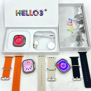 Hello Watch 3 plus Ultra Smart Watch Series 9 Ultra AMOLED Tela Cheia H11 Upgrade 49mm Música Compasso GPS NFC 4GB ROM Freqüência Cardíaca IWO Homens Mulheres Esporte Smartwatch À Prova D