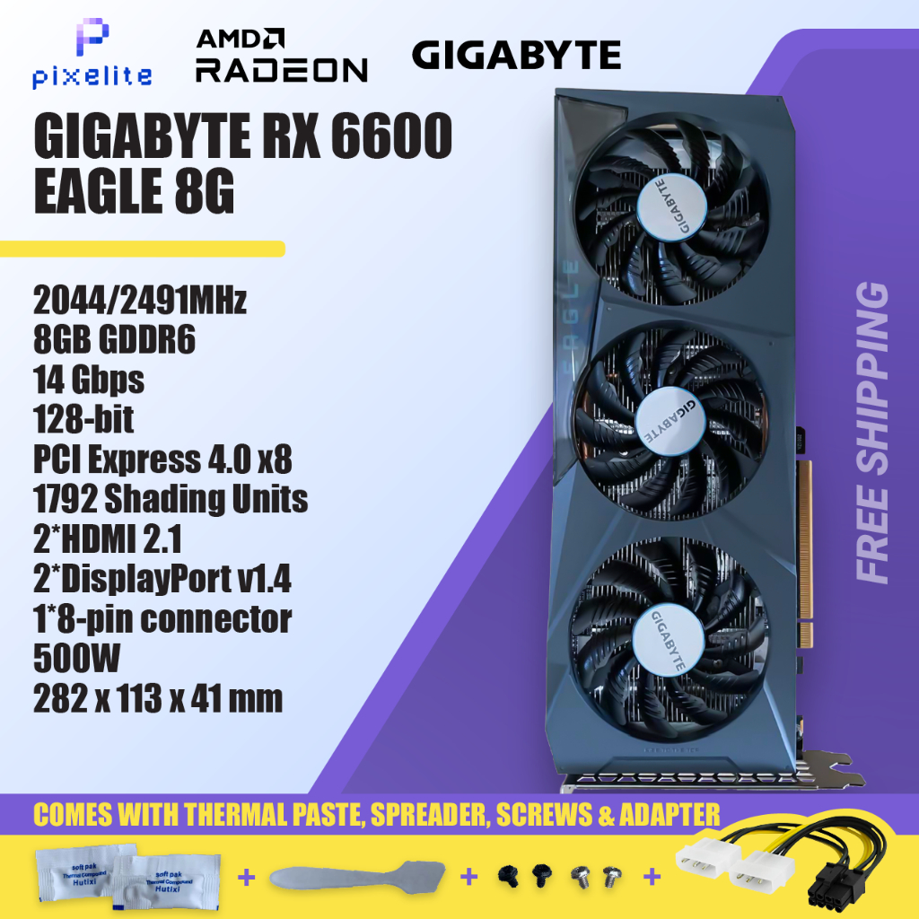 Usado MSI RX 6600 XT 8G 8GB GDDDR6 AMD Placa Gráfica grafik GPU