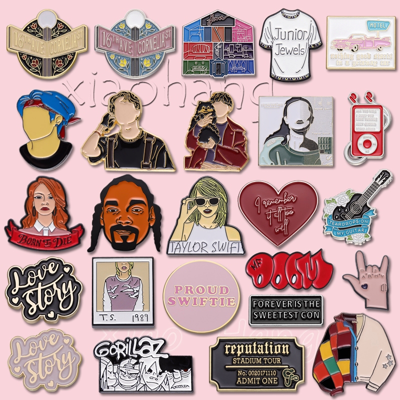 Taylor Swift Esmalte Pins Cantor Famoso KPOP Broche Música Rock Band Pin Lapela Crachás Jóias Presentes Para Amigos Fãs