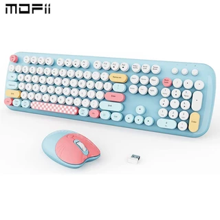 Jomaa & MOFII 2.4G Conjunto De Teclado Sem Fio E Mouse Combo Retro Com Redondo Cute Wireless