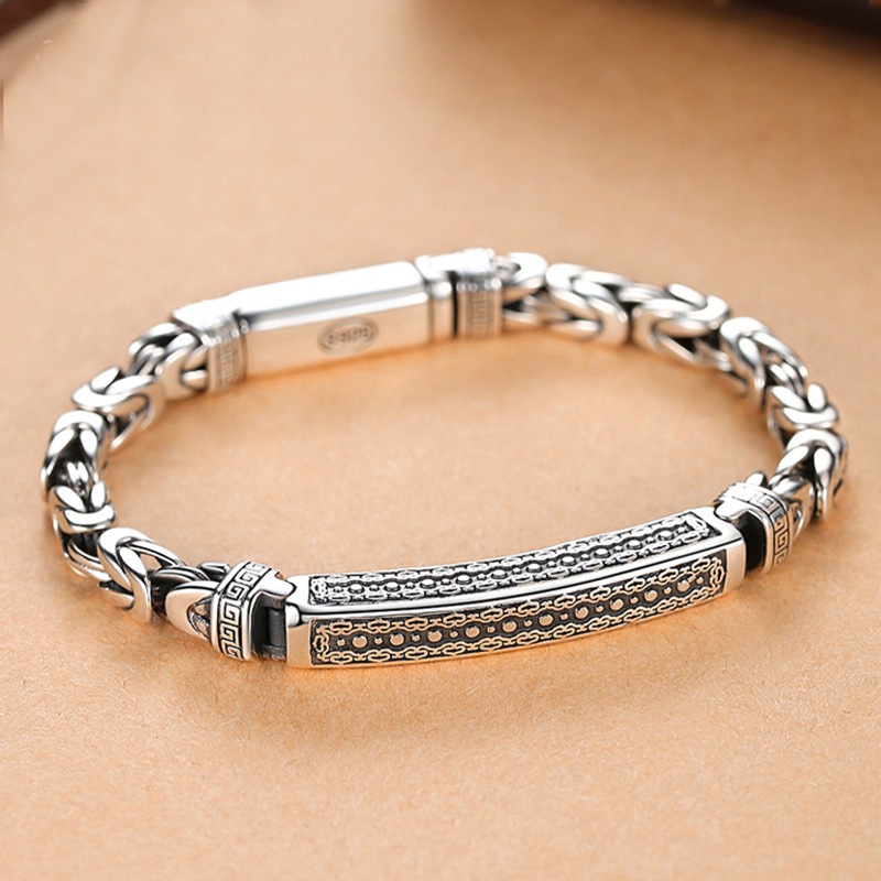 Pulseira De Ossos Retro Drgon Bone Masculina Lucky Texture Pattern Trançado Em Cadeia Bangle Jewelry Gift