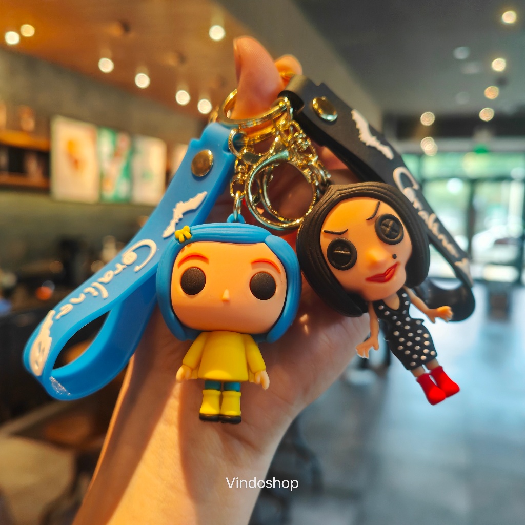 Cartoon Horror Coraline & the Secret Door Caroline Doll Keychain Toy Backpack Pingente Chaveiro De Carro Presente De Festa