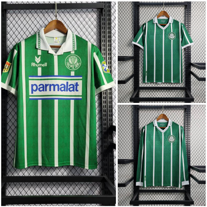 Retro 93-94 Camisa De Futebol Masculino De Manga Curta/Longa Palmeiras Home 1 : 1