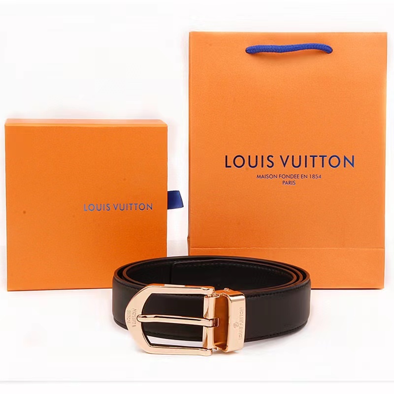 L _ Belt Black Style Cinto De Couro Genuíno Moda Homem E Mulher (Ouro)