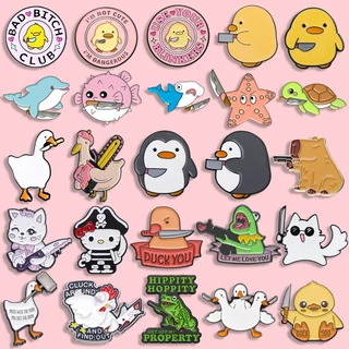 Desenho Animado Pinguim Esmalte Faca De Pintinho Animal Broche Fofo Jóias De Lapela Mulher Mochila De Al