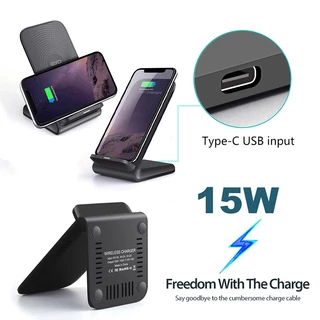 Q740 Carregamento Sem Fio De Mesa 15W Bobinas Duplas/Vertical Ou Horizontal/LED Lembrete De Telefone Celular Leve Interface Tipo C Doca Black/White Adequado