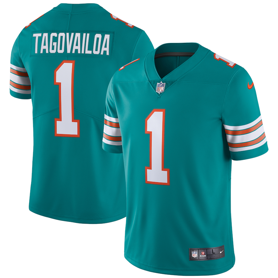 Homens Camiseta 2023 NFL Miami Dolphins Tua Tagovailoa Green Limited Camisa De Futebol Americano Jersey