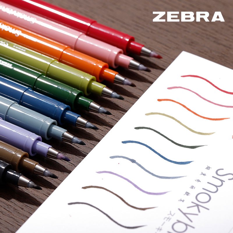 Zebra WF9 Caneta Fumê Caligráfica Colorida Cabeça Macia Quick Dry