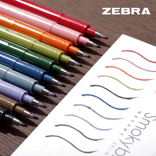 Zebra WF9 Caneta Fumê Caligráfica Colorida Cabeça Macia Quick Dry