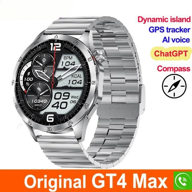 GT4 MAX Relógio Smart Watch Men De Gesto De Bússola Jogos De Sentimento ...