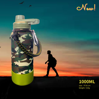Garrafa De Água 1000ml 304 Camuflagem De Aço Inoxidável Isolado Nome Personalizado Garrafa Térmica
